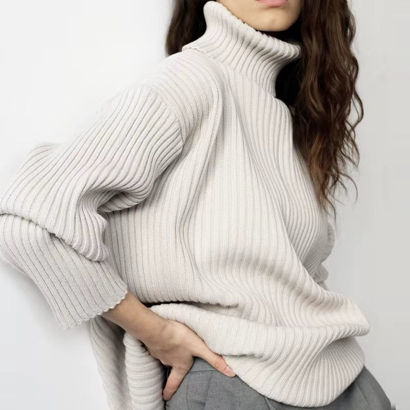 Strick-Set – Rollkragenpullover – Midirock – Zweiteiliges Strick-Set – Pullover-Rock-Set