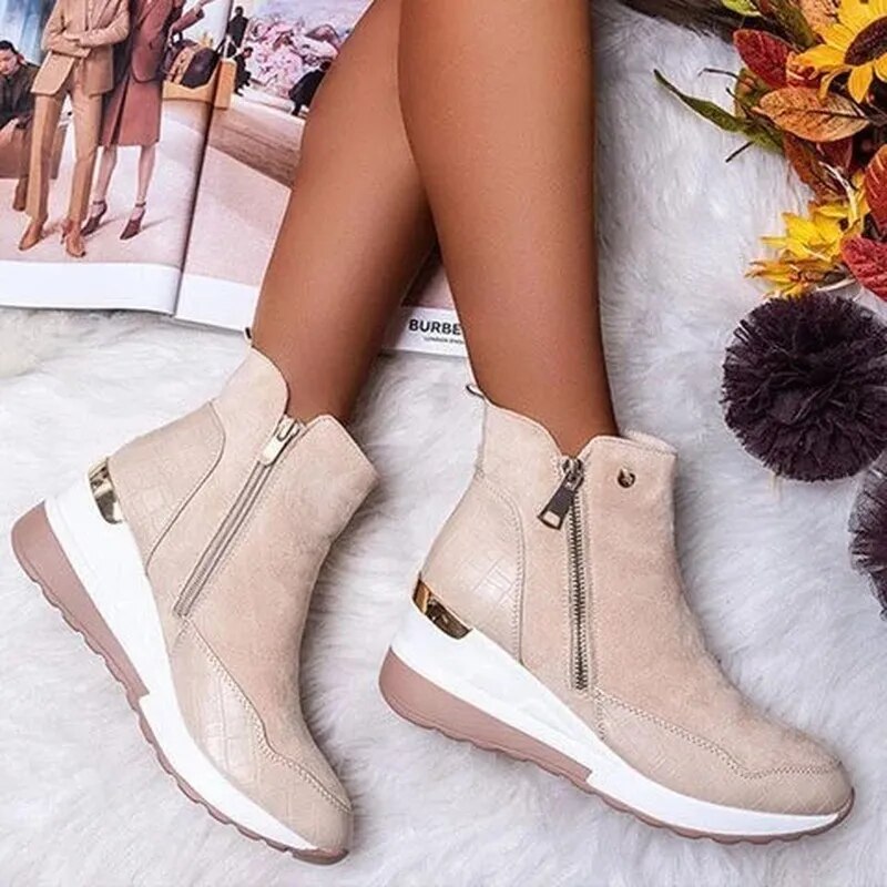 Keilstiefel – Plateau – Reißverschluss – Stiefeletten – Damenstiefel