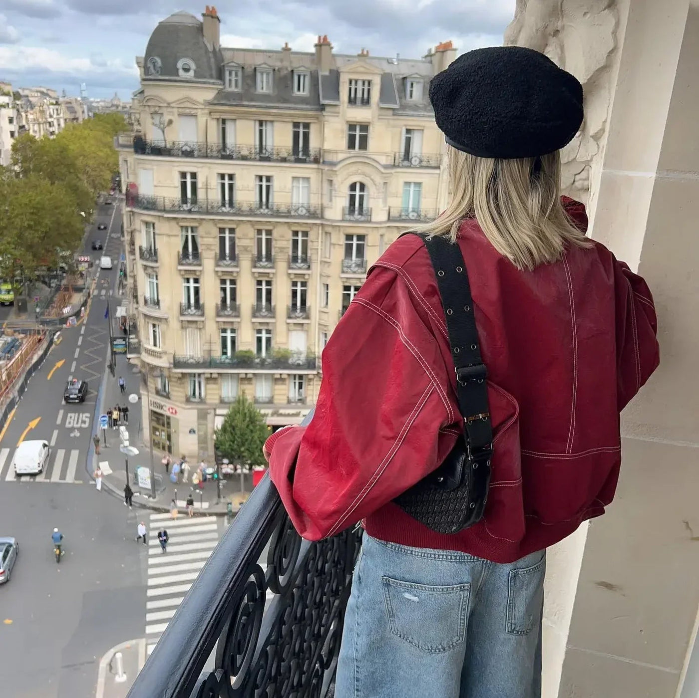 Rote Lederjacke | Kunstleder | Oversized | Kunstlederjacke | Damen-Lederjacke