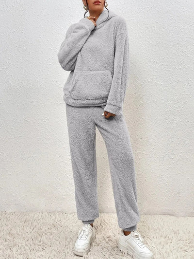 Fleece-Loungewear | Bequem | Teddy-Fleece | Hoodie- und Jogginghosen-Set | Loungewear für Damen