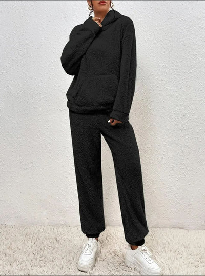 Fleece-Loungewear – Zweiteiliges Lounge-Set für Damen mit Kapuzenpullover und Jogginghose