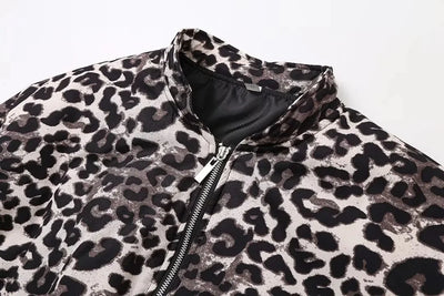 Leopardenmuster Bomberjacke | Übergröße | Zip-Up | Leopardenjacke | Damenjacke