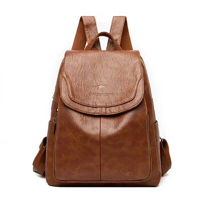 Lederrucksack - Großer Laptop-Rucksack aus Kunstleder für Frauen