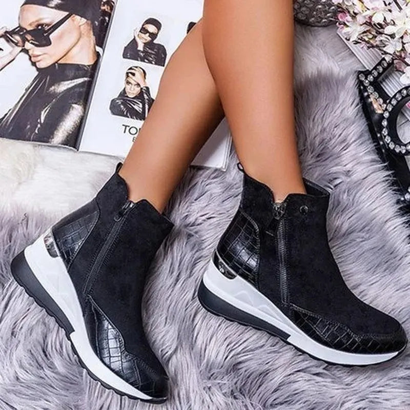 Keilstiefel – Plateau – Reißverschluss – Stiefeletten – Damenstiefel