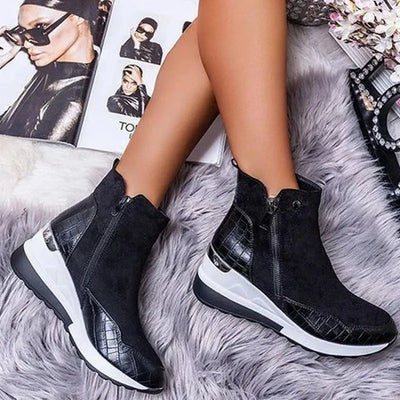 Keilstiefel – Plateau – Reißverschluss – Stiefeletten – Damenstiefel