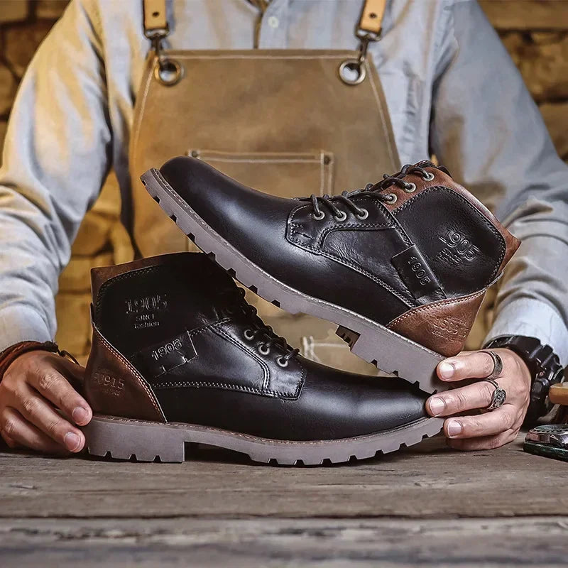 Lederstiefel - Schwarze und braune Schnürstiefeletten für Männer