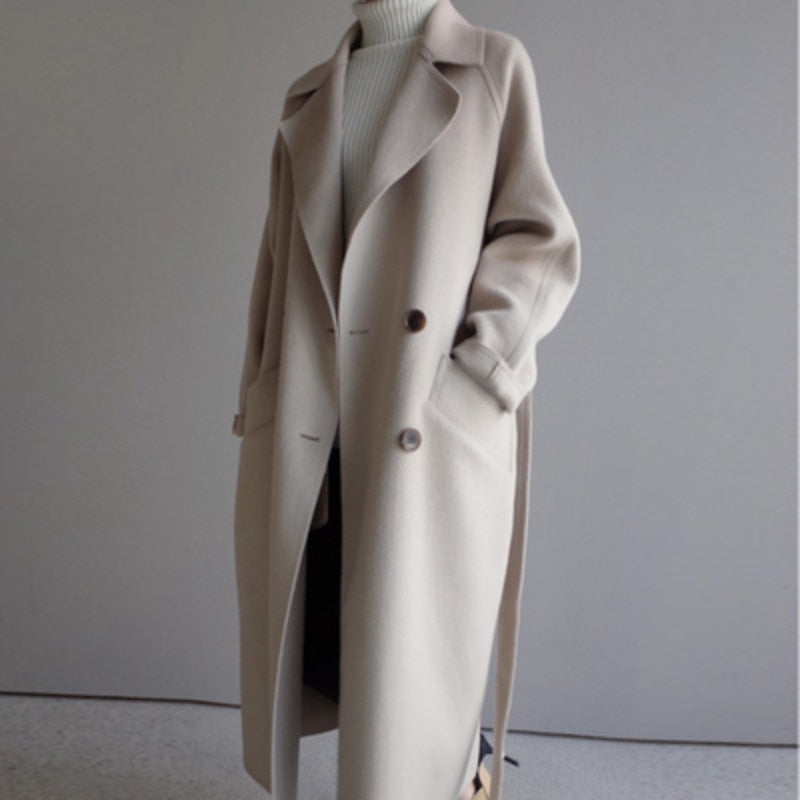 Winter-Trenchcoat – Langer Oversize-Wollmantel für Damen