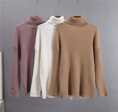 Strick-Set – Rollkragenpullover – Midirock – Zweiteiliges Strick-Set – Pullover-Rock-Set