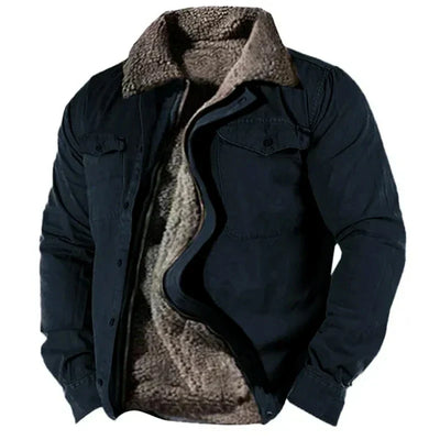 Winterjacke - Herren Casual Zip-Up Fleece gefütterter Wintermantel