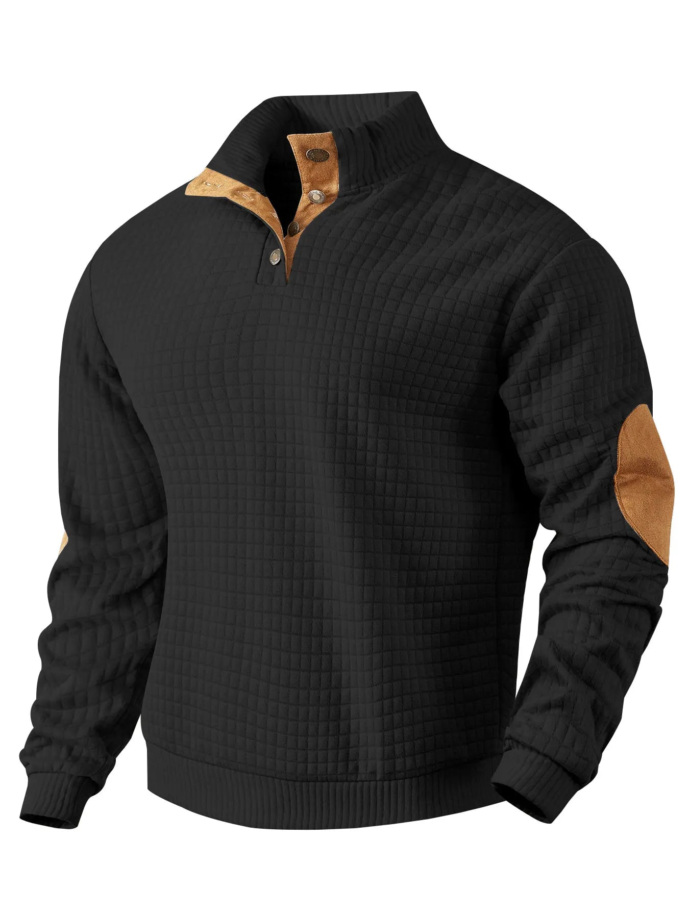 Sweatshirt - Warmer Waffelpullover für Männer mit Ellbogenaufnähern