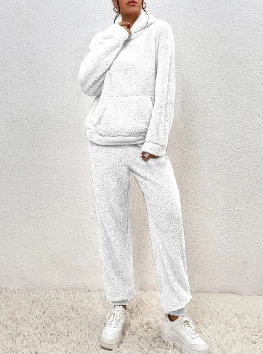 Fleece-Loungewear – Zweiteiliges Lounge-Set für Damen mit Kapuzenpullover und Jogginghose