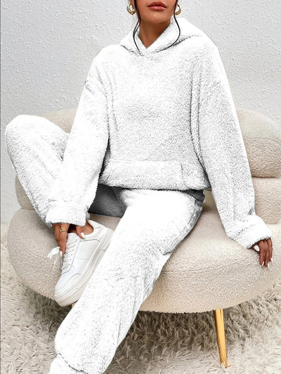 Fleece-Loungewear | Bequem | Teddy-Fleece | Hoodie- und Jogginghosen-Set | Loungewear für Damen