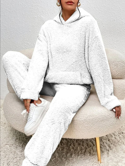 Fleece-Loungewear – Zweiteiliges Lounge-Set für Damen mit Kapuzenpullover und Jogginghose