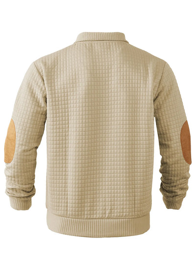 Sweatshirt - Warmer Waffelpullover für Männer mit Ellbogenaufnähern