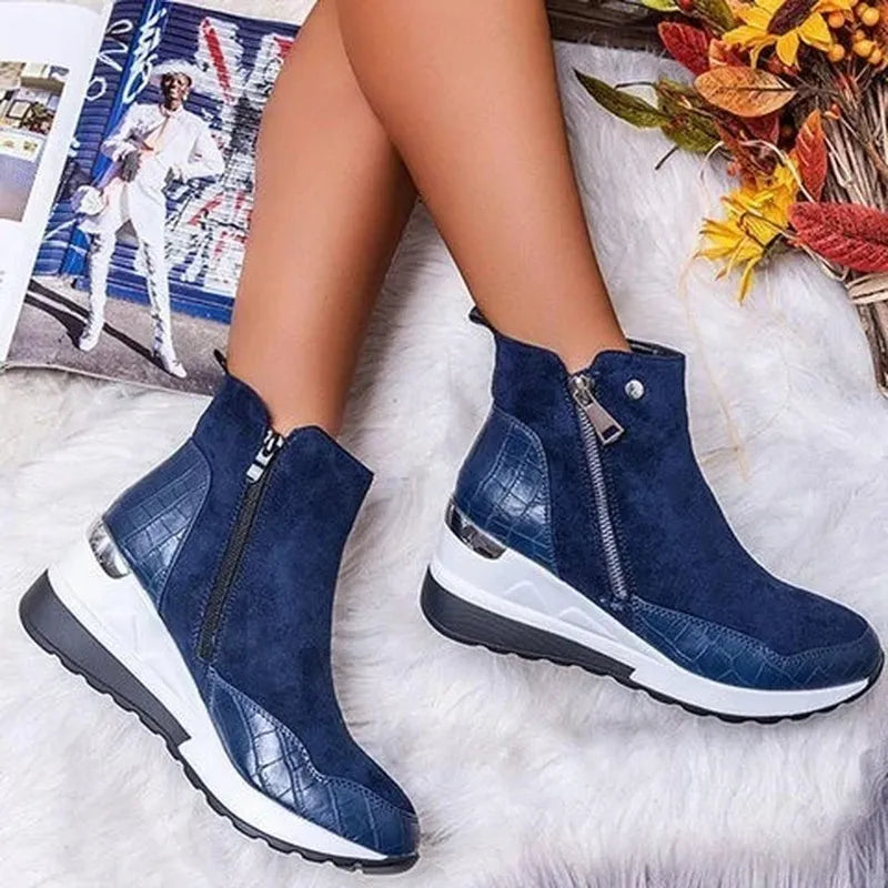 Keilstiefel – Plateau – Reißverschluss – Stiefeletten – Damenstiefel