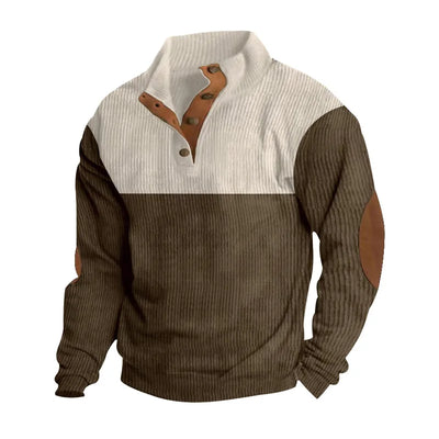 Winter-Pullover - Ellbogen-Patches - Knopfleiste - Pullover - Herrenbekleidung