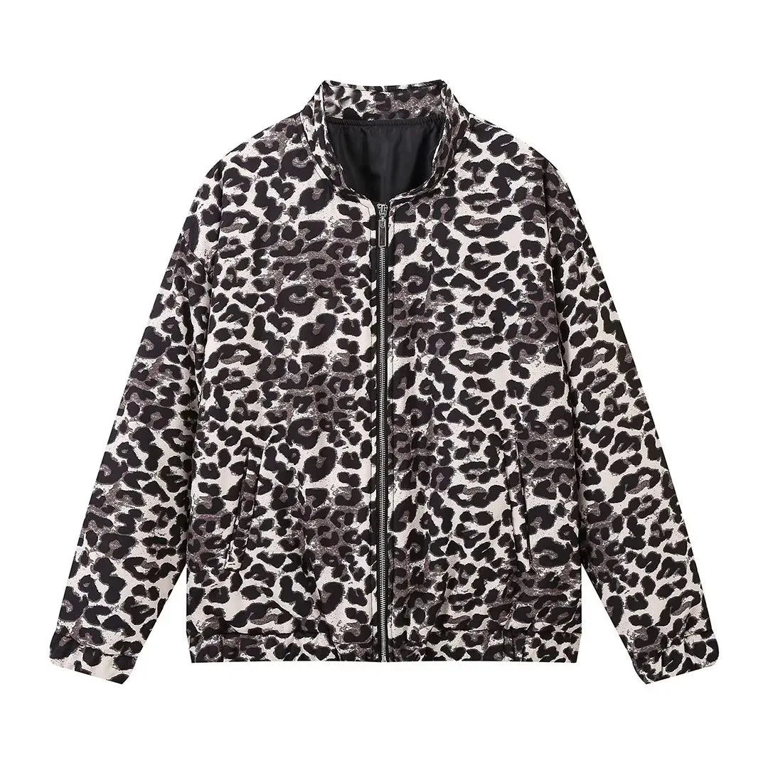Leopardenmuster Bomberjacke | Übergröße | Zip-Up | Leopardenjacke | Damenjacke