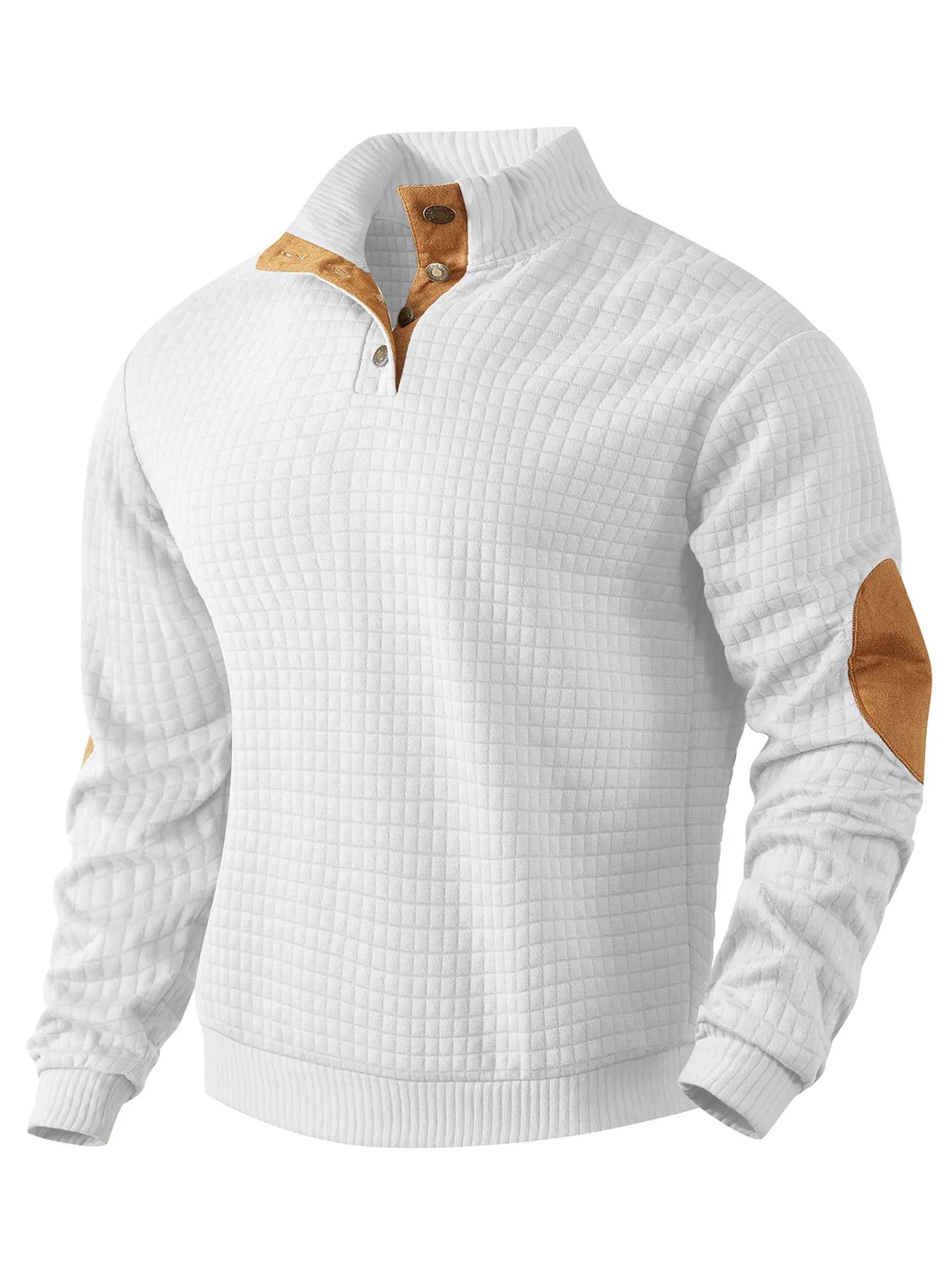 Sweatshirt - Warmer Waffelpullover für Männer mit Ellbogenaufnähern