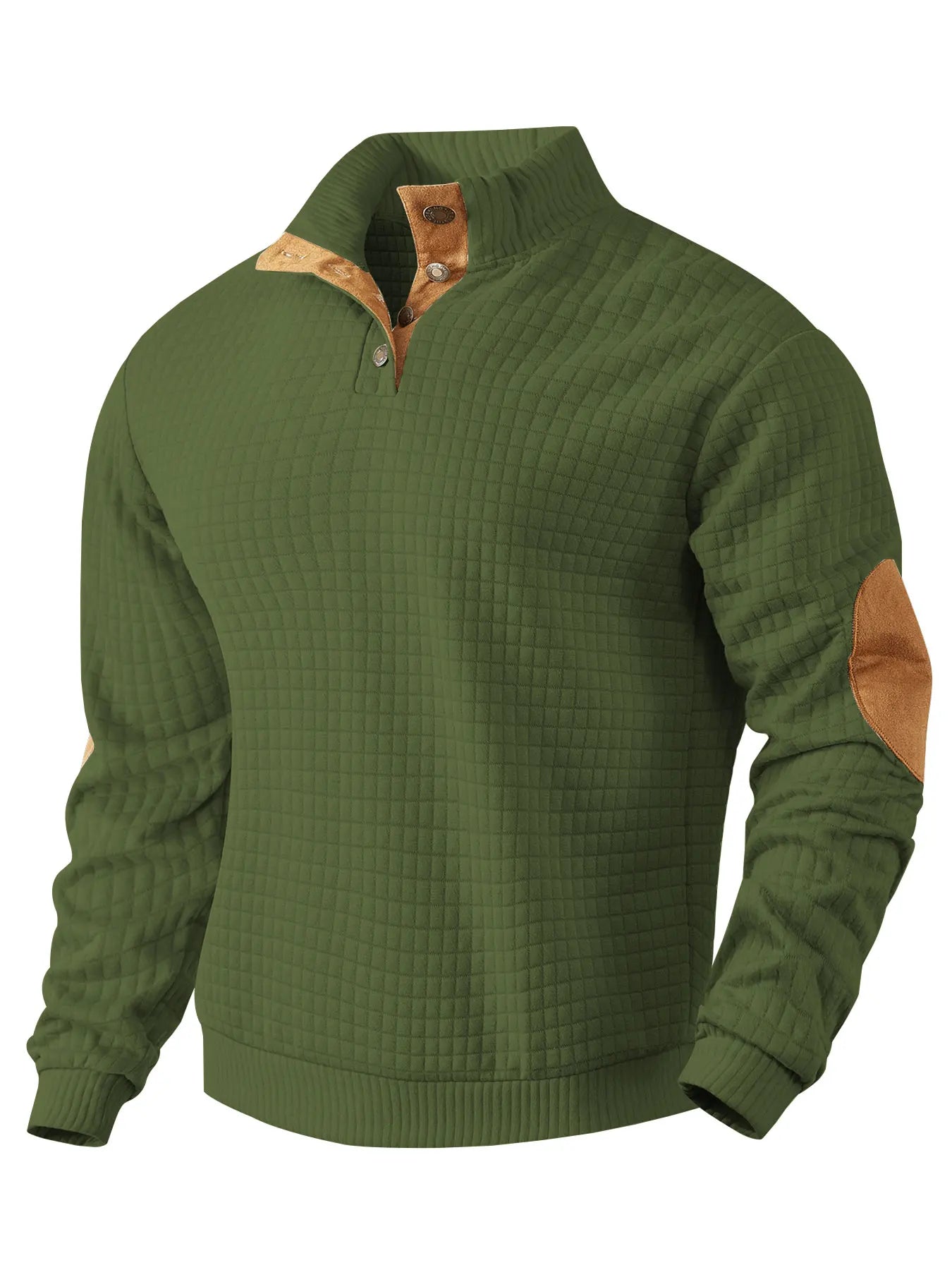 Sweatshirt - Warmer Waffelpullover für Männer mit Ellbogenaufnähern