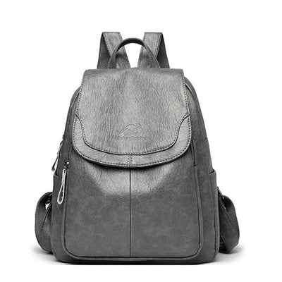 Lederrucksack - Großer Laptop-Rucksack aus Kunstleder für Frauen