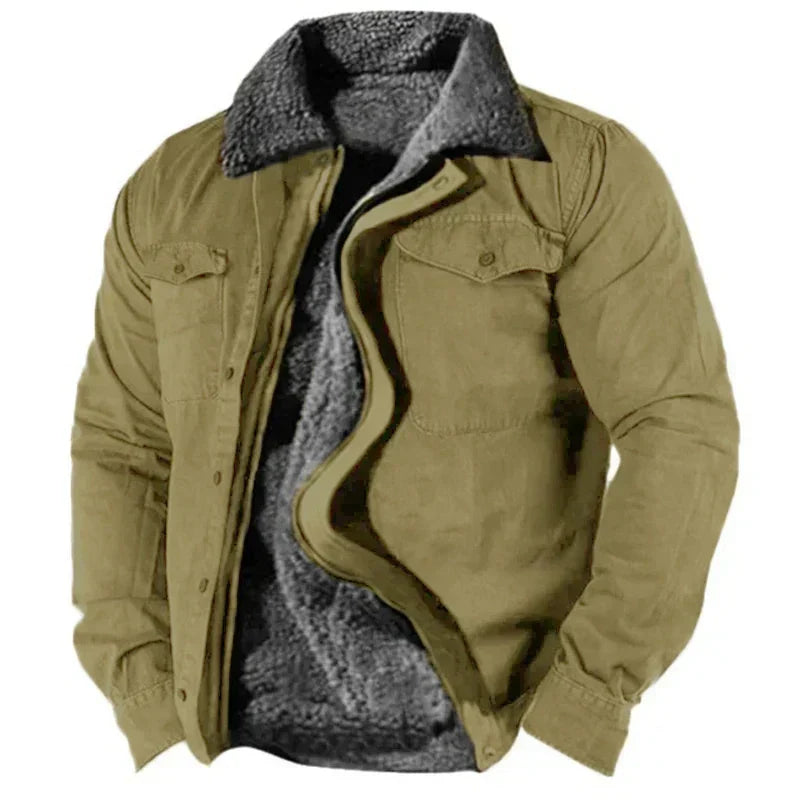 Winterjacke - Herren Casual Zip-Up Fleece gefütterter Wintermantel
