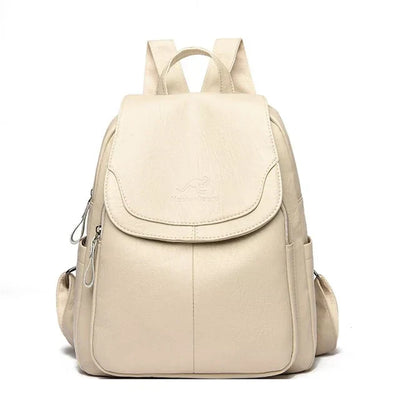 Lederrucksack - Großer Laptop-Rucksack aus Kunstleder für Frauen