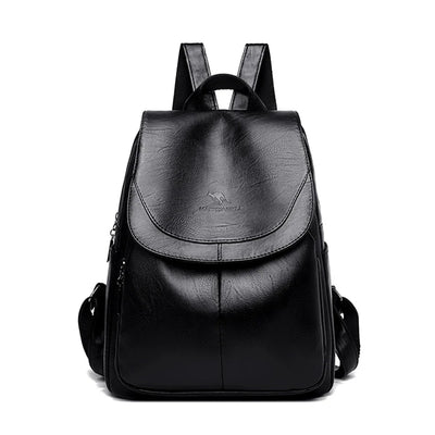 Lederrucksack - Großer Laptop-Rucksack aus Kunstleder für Frauen