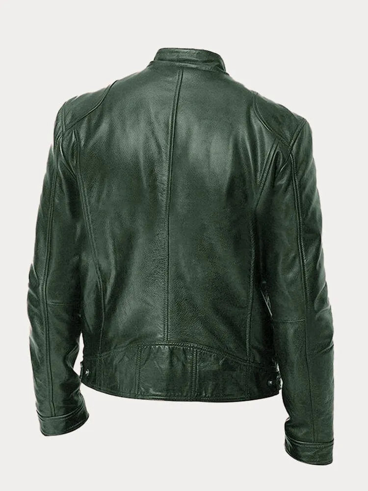 Lederjacke – Slim Fit Leder-Bikerjacke mit Reißverschluss für Herren