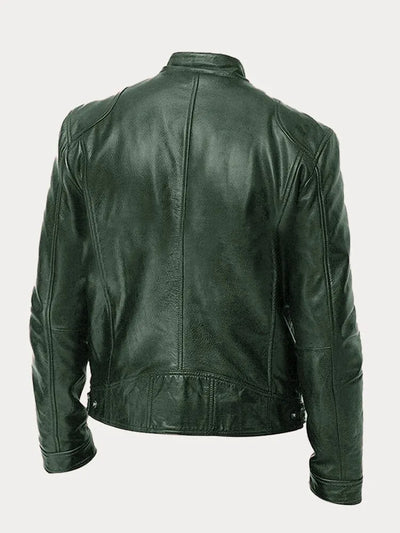 Lederjacke – Slim Fit Leder-Bikerjacke mit Reißverschluss für Herren
