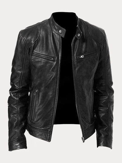 Lederjacke – Slim Fit Leder-Bikerjacke mit Reißverschluss für Herren