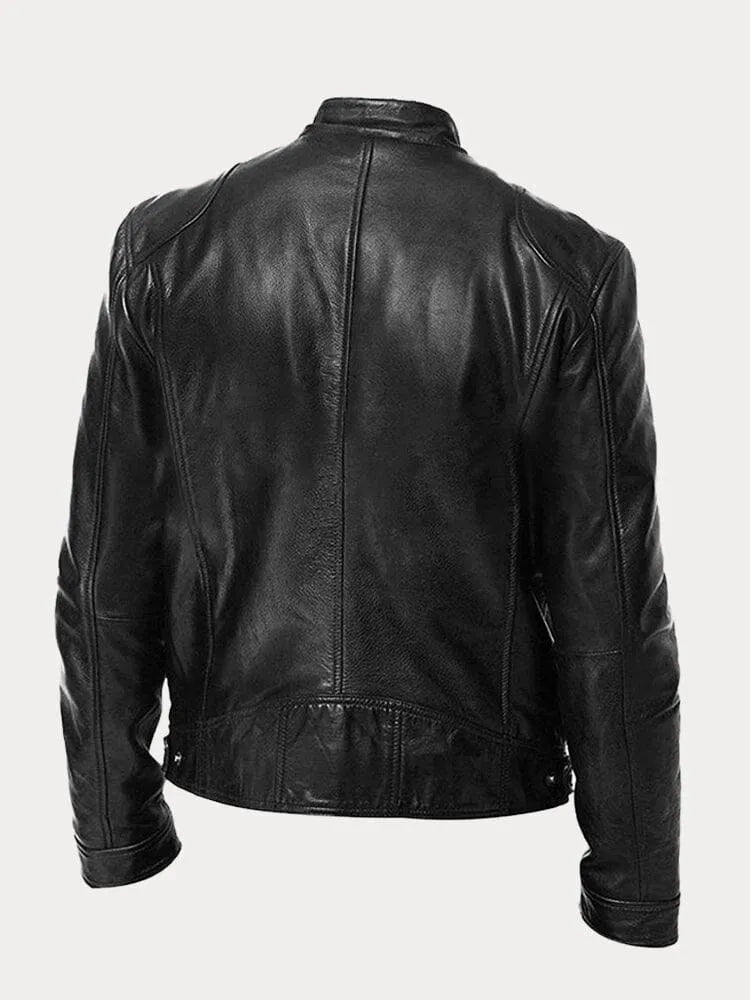 Lederjacke – Slim Fit Leder-Bikerjacke mit Reißverschluss für Herren
