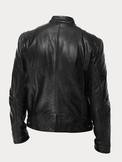 Lederjacke – Slim Fit Leder-Bikerjacke mit Reißverschluss für Herren