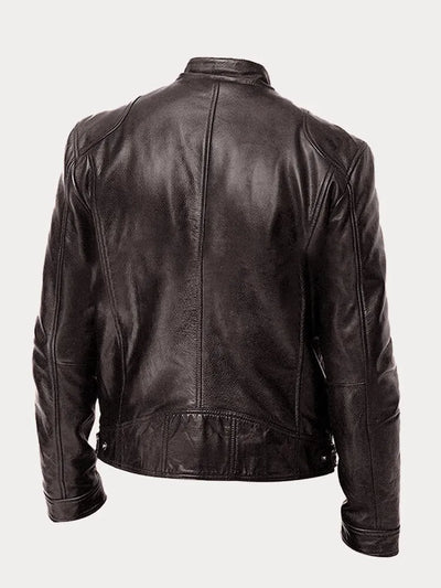 Lederjacke – Slim Fit Leder-Bikerjacke mit Reißverschluss für Herren