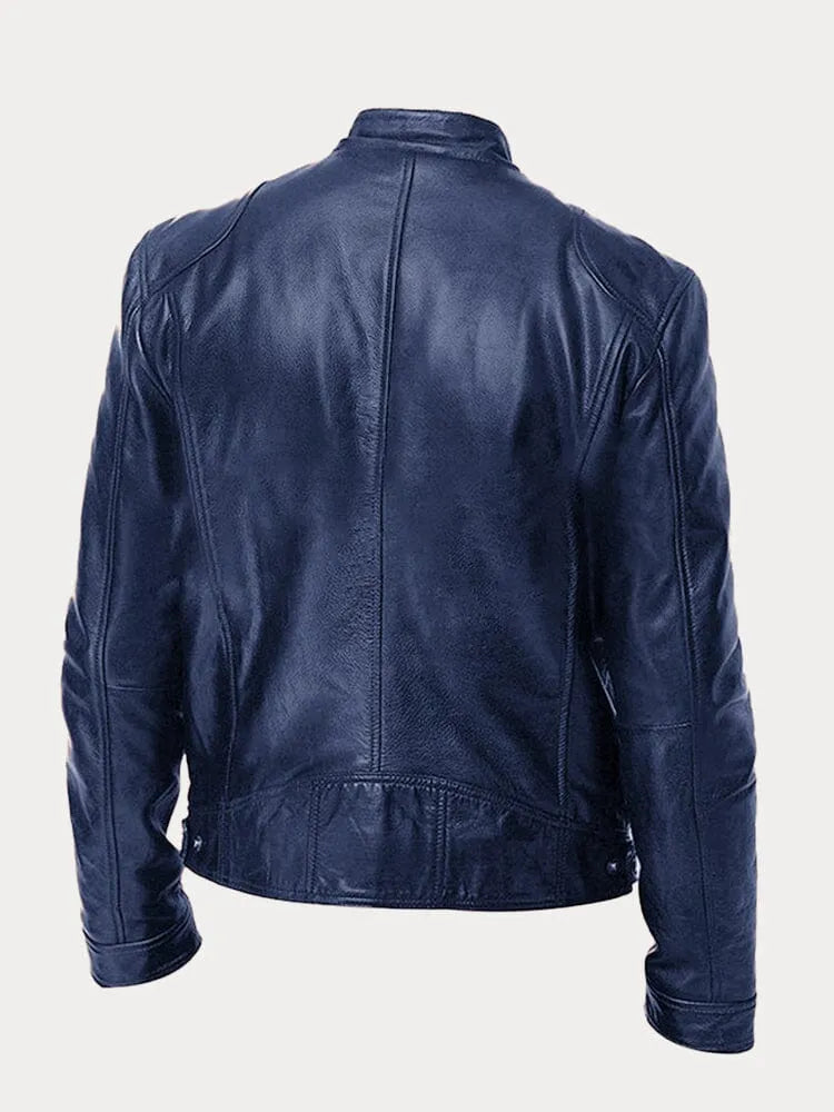 Lederjacke – Slim Fit Leder-Bikerjacke mit Reißverschluss für Herren