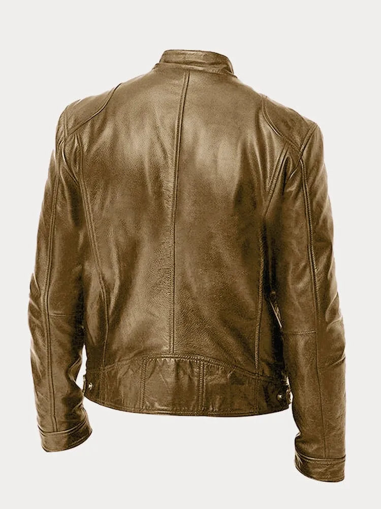 Lederjacke – Slim Fit Leder-Bikerjacke mit Reißverschluss für Herren