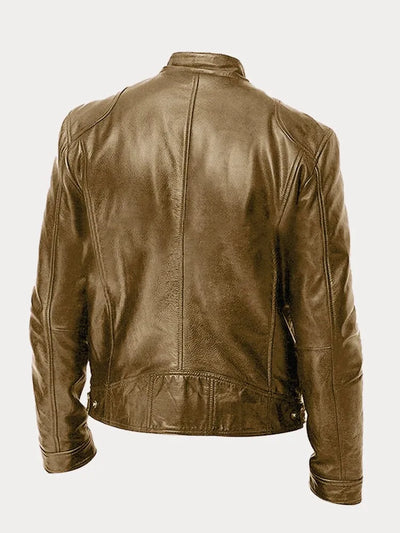 Lederjacke – Slim Fit Leder-Bikerjacke mit Reißverschluss für Herren