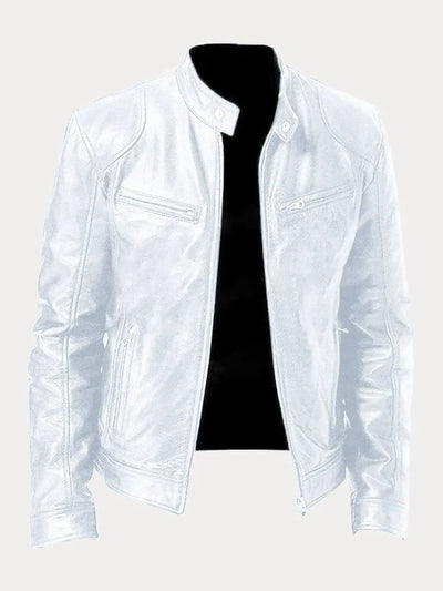 Lederjacke – Slim Fit Leder-Bikerjacke mit Reißverschluss für Herren