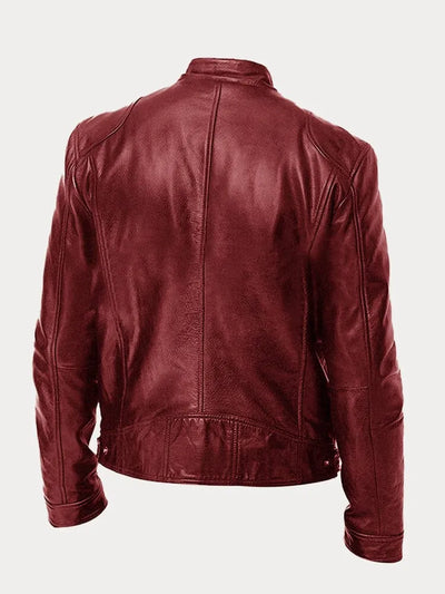 Lederjacke – Slim Fit Leder-Bikerjacke mit Reißverschluss für Herren