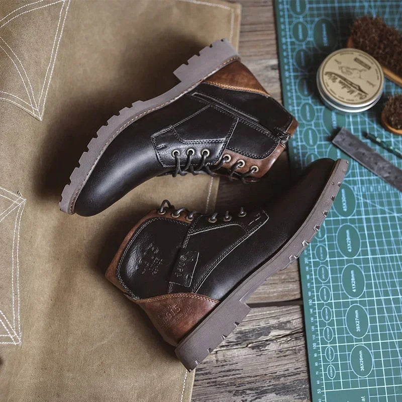 Lederstiefel - Schwarze und braune Schnürstiefeletten für Männer