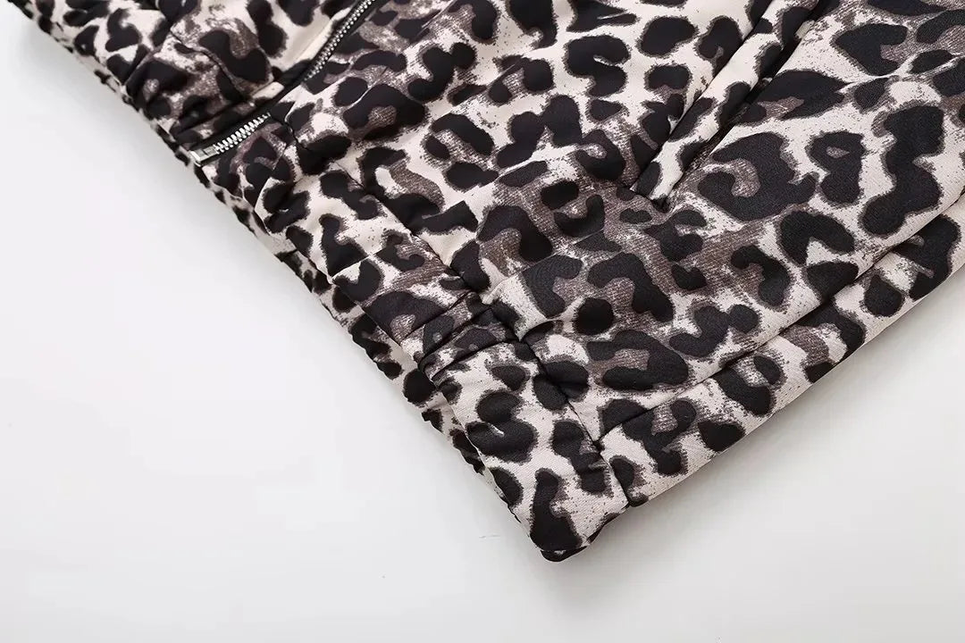 Leopardenmuster Bomberjacke | Übergröße | Zip-Up | Leopardenjacke | Damenjacke