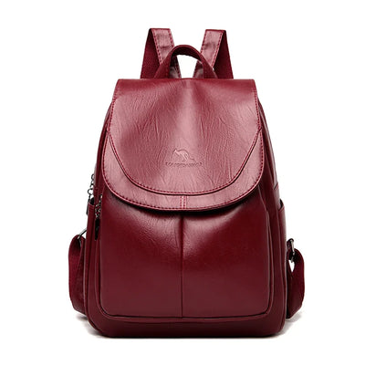 Lederrucksack - Großer Laptop-Rucksack aus Kunstleder für Frauen