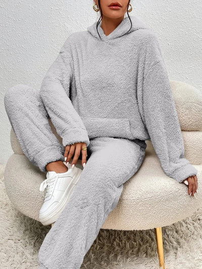 Fleece-Loungewear | Bequem | Teddy-Fleece | Hoodie- und Jogginghosen-Set | Loungewear für Damen