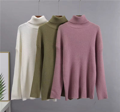 Strick-Set – Rollkragenpullover – Midirock – Zweiteiliges Strick-Set – Pullover-Rock-Set