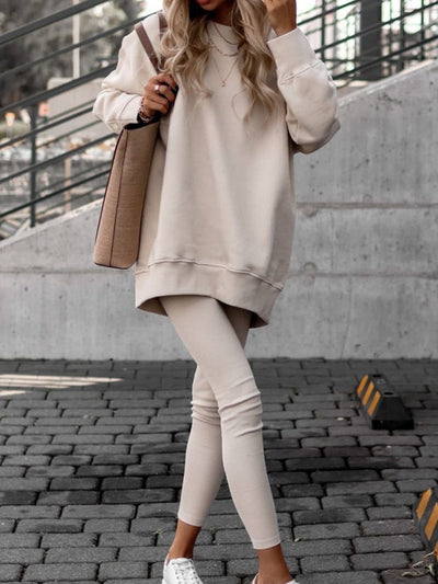 Zweiteiliges Set – Oversize-Pullover und Leggings für Damen