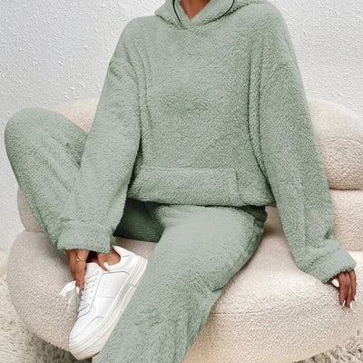 Fleece-Loungewear | Bequem | Teddy-Fleece | Hoodie- und Jogginghosen-Set | Loungewear für Damen