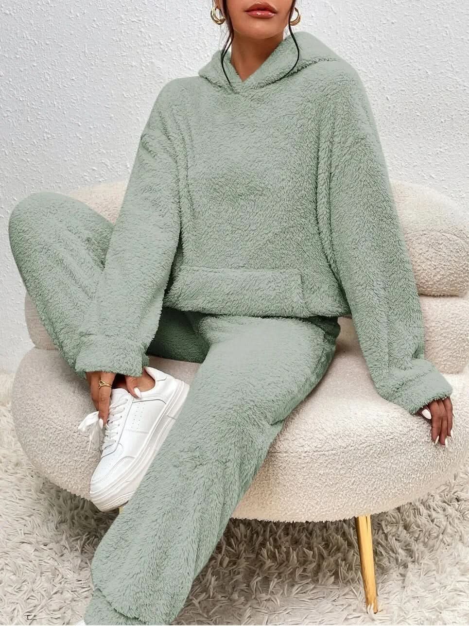 Fleece-Loungewear – Zweiteiliges Lounge-Set für Damen mit Kapuzenpullover und Jogginghose