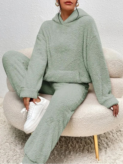 Fleece-Loungewear – Zweiteiliges Lounge-Set für Damen mit Kapuzenpullover und Jogginghose