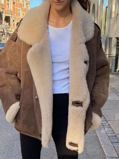 Fliegerjacke – Suedette – mit Fleece gefüttert – Jacke mit Sherpa – Fliegerjacke für Damen
