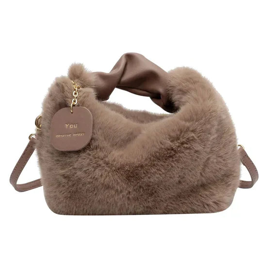 Pelztasche | Klein | Langer Riemen | Flauschige Tasche | Handtasche aus Kunstfell