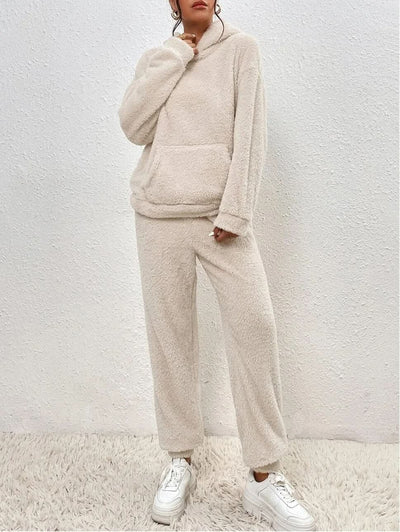 Fleece-Loungewear – Zweiteiliges Lounge-Set für Damen mit Kapuzenpullover und Jogginghose